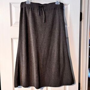 Maggies Organics Cotton Knit Skirt Size Medium Brown Drawstring Waist